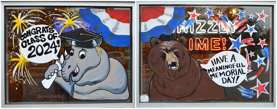 Memorial Day and Graduation Window Art at American Burrito in Fort Montgomery, Orange County, NY