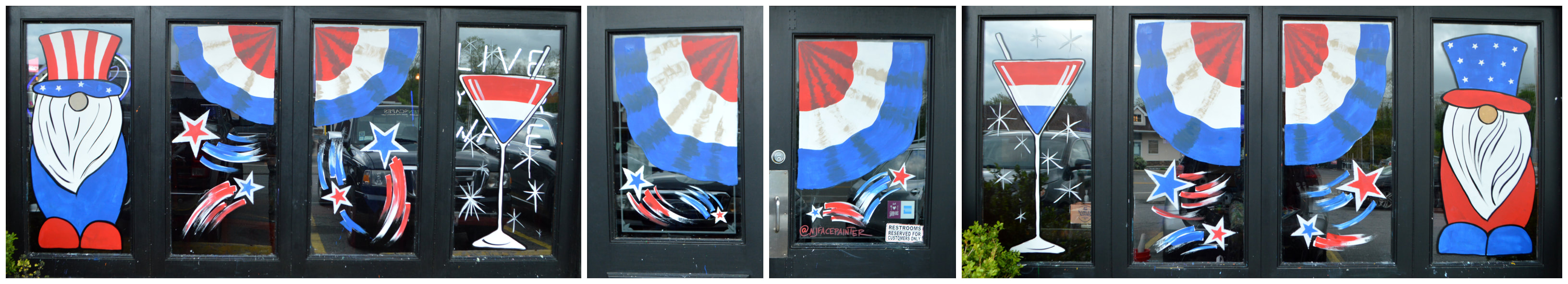 Patriotic Summer Window Art at The Copper Still in Pomona, Rockland County, NY