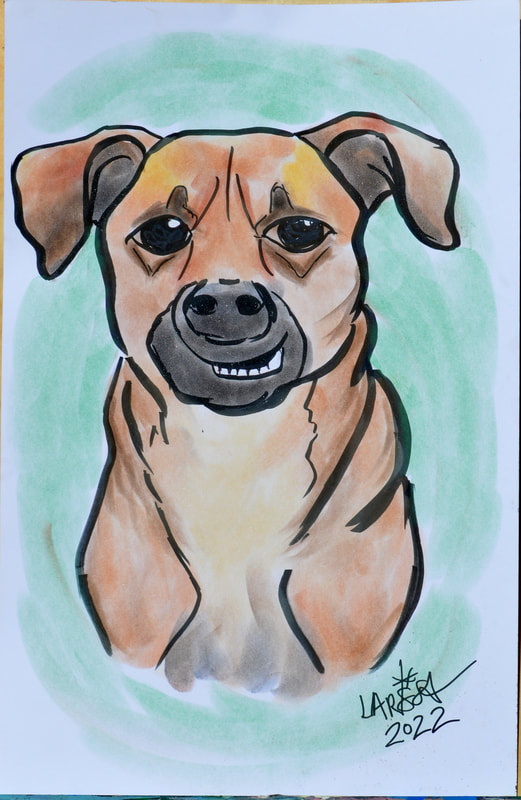 Pet Caricature of a Dog with a Great Smile