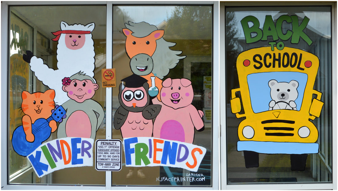 Back to School Window Painting at Sandy's Kinderland in Clifton, Passaic County, NJ