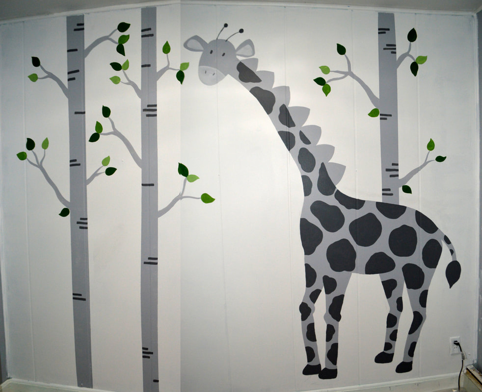 Giraffe Mural in Baby's Nursery in a Home in Paterson, Passaic County, NJ