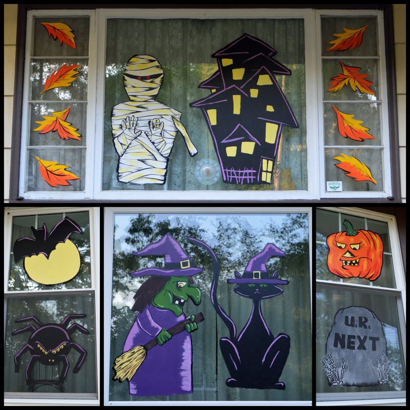 Residential Halloween Window Paintings at a Home in Hillsdale, Bergen County, NJ