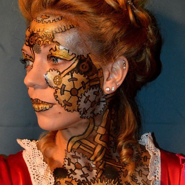 Private Appointment Steampunk Face and Body Painting for NY Comic Con Costume - Dr. Who Themed