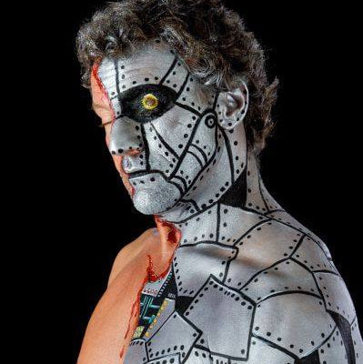 Robot Cyborg Face and Body Painting