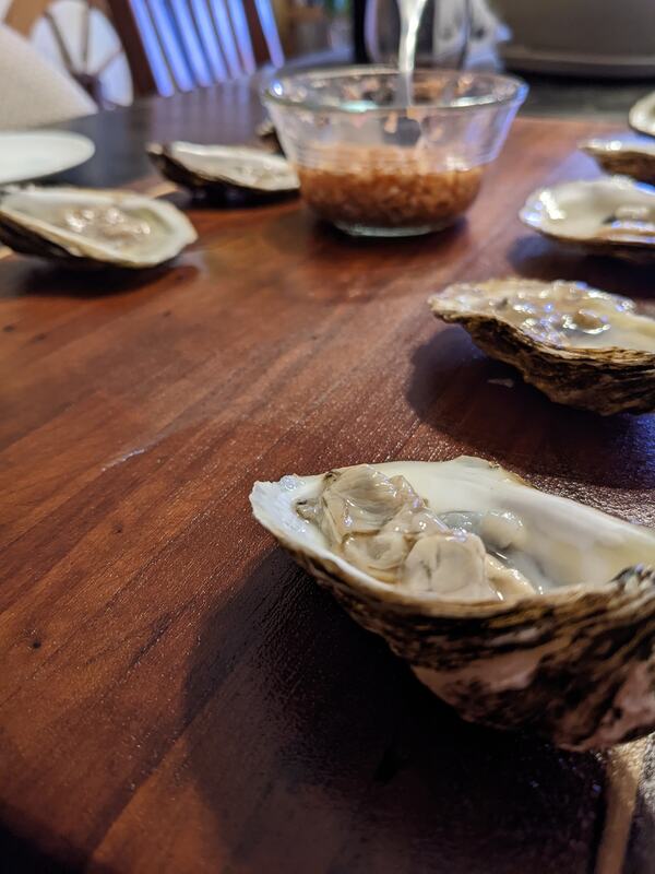Lucky Lime Oysters with shallot and red wine mignonette