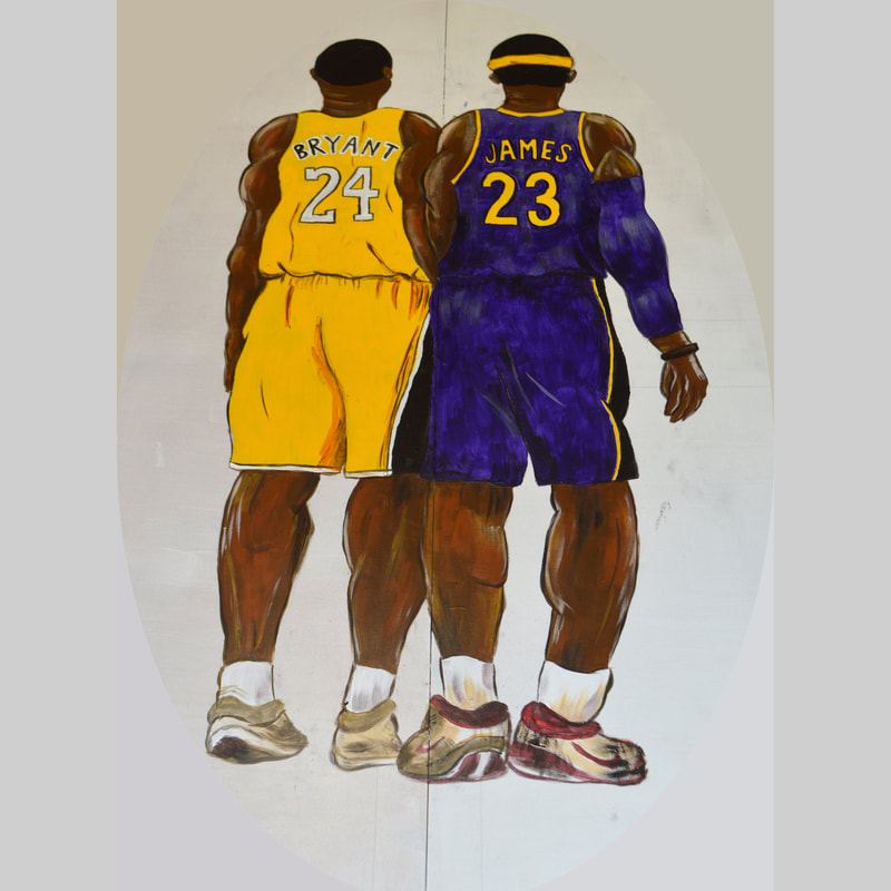 LeBron James & Kobe Bryant Hand Painted on Game Table