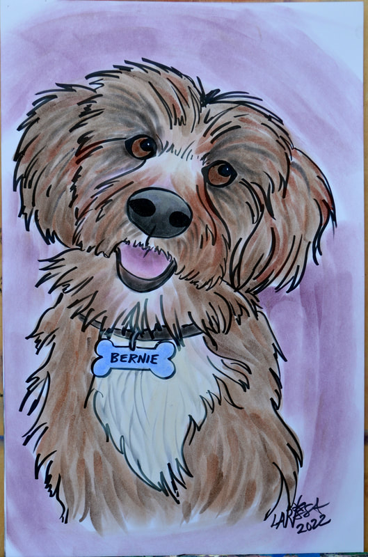 Pet Caricature of a Fluffy Dog