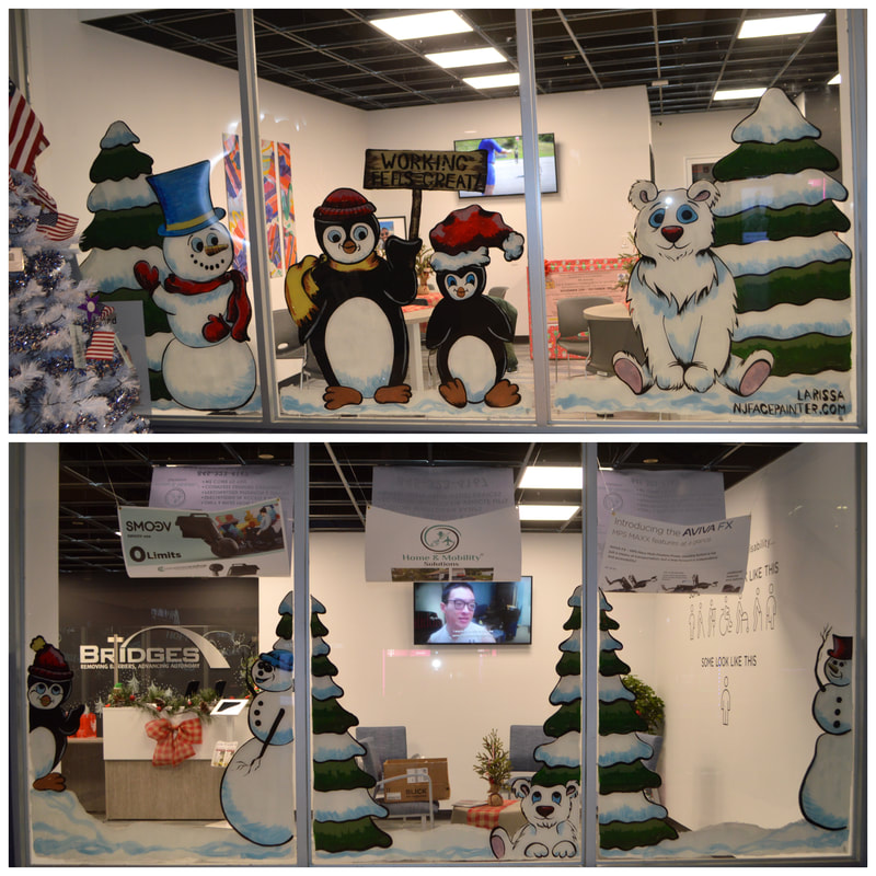Winter Window Painting at Bridges at the Palisades Mall in West Nyack, Rockland County, NY