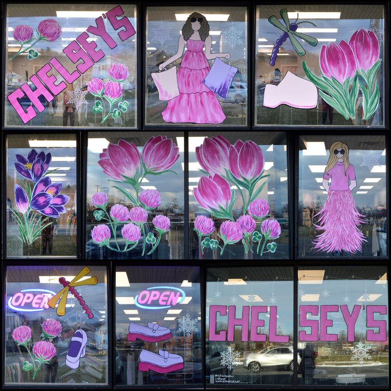 Spring Window Paintings at Chelsey's in Franklin, Sussex County, NJ
