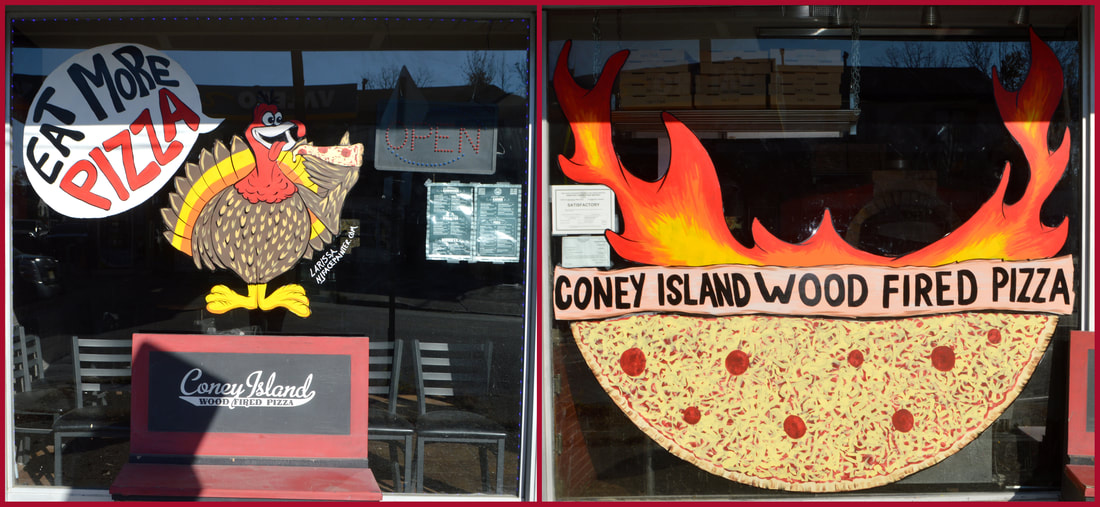 Thanksgiving and Logo Window Painting at Coney Island Wood Fired Pizza in Riverdale, Passaic County, NJ
