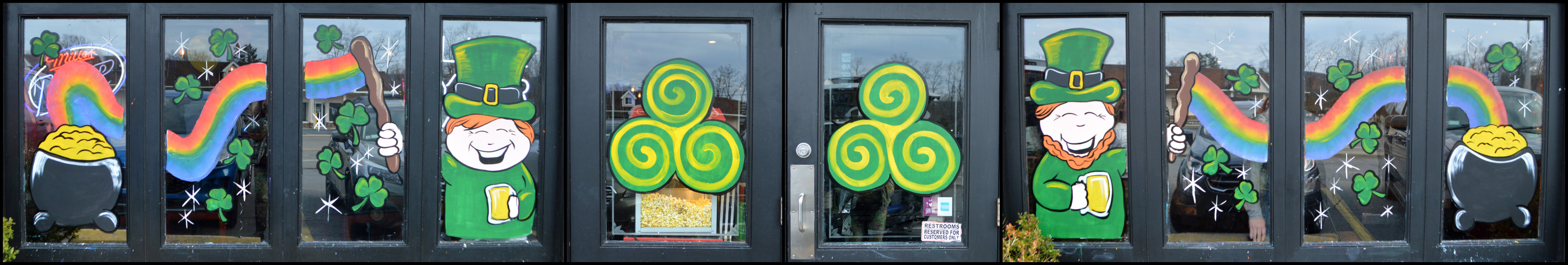 St. Patrick's Day Window Painting at The Copper Still in Pomona, Rockland County, NY