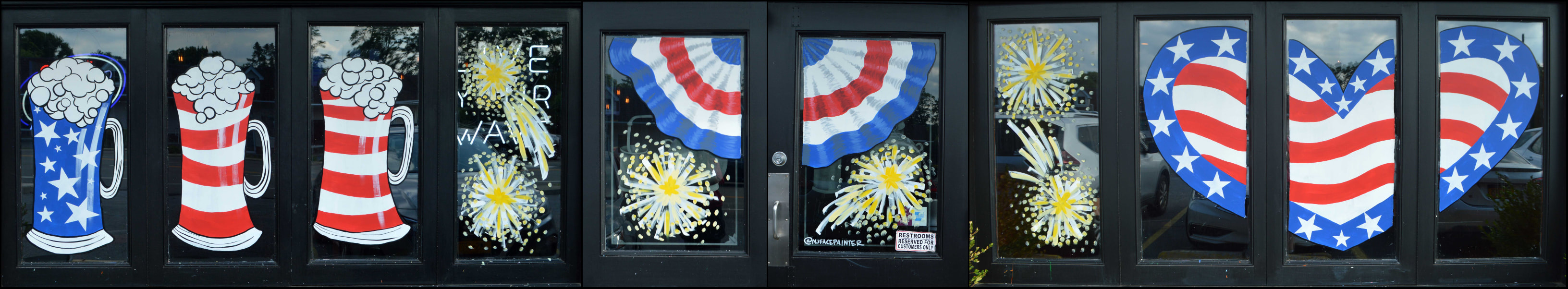Independence Day Window Art at The Copper Still in Pomona, Rockland County, NY for July 4
