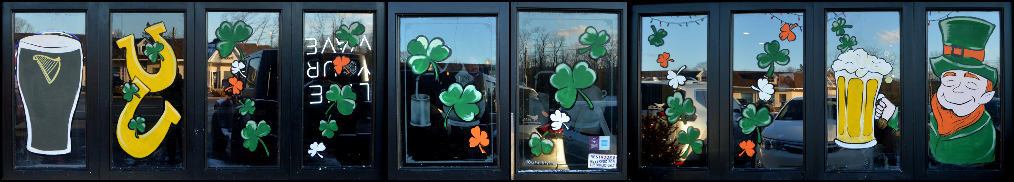St. Patrick's Day Window Painting at The Copper Still in Pomona, Rockland County, NY