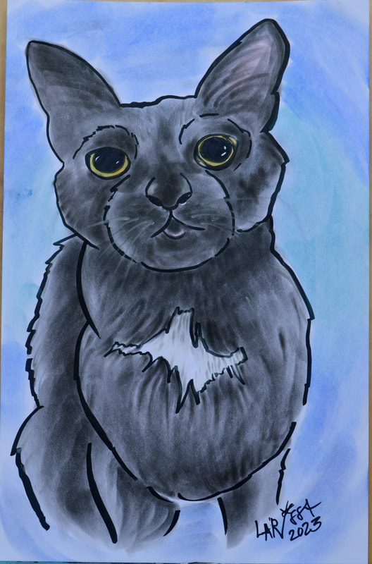 Black Cat Pet Caricature