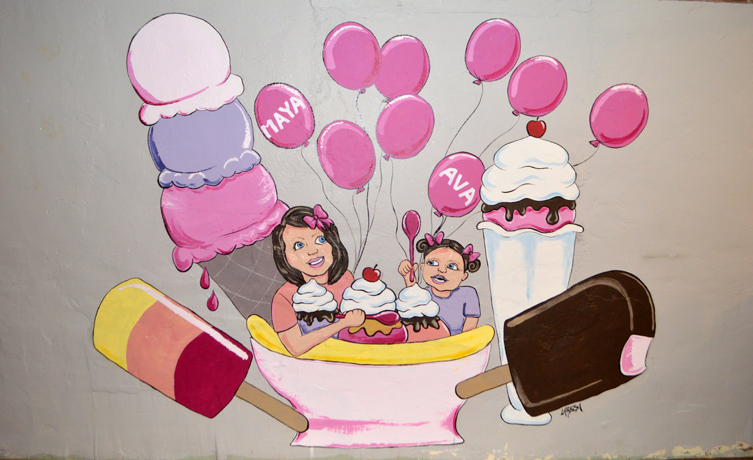 Party Room Wall Mural at Pink Ice Cream in Clifton, Passaic County, NJ