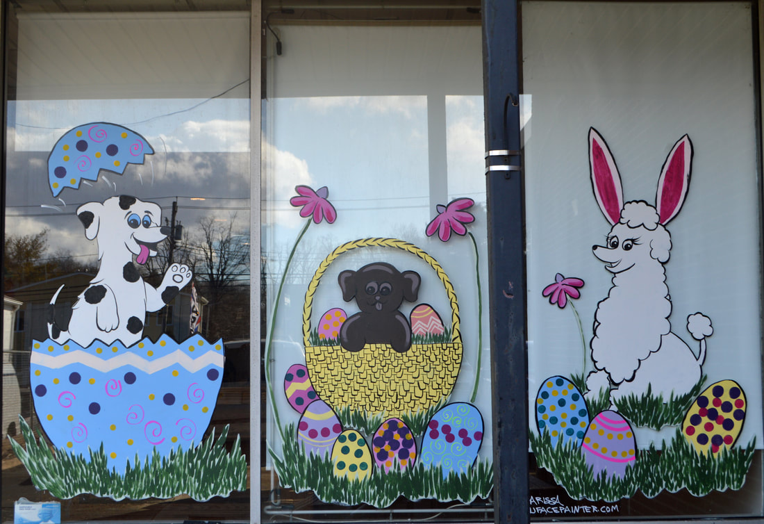 Easter Window Painting at FurEver Friends Pet Spa in Bardonia, Rockland County, NY