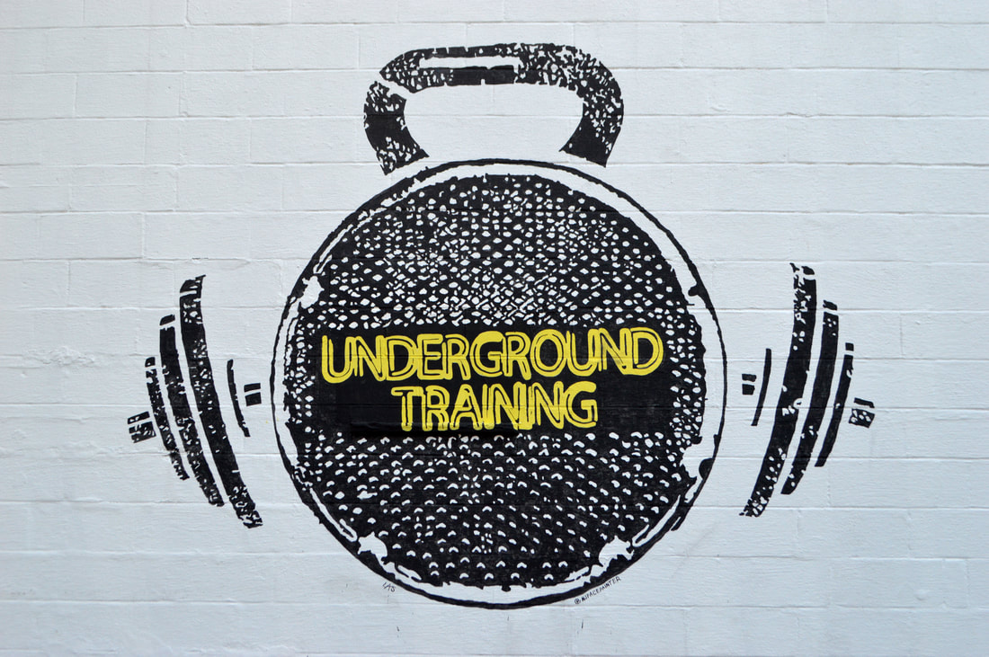 Logo Exterior Wall Mural at Underground Training Gym in Tenafly, Bergen County, NJ