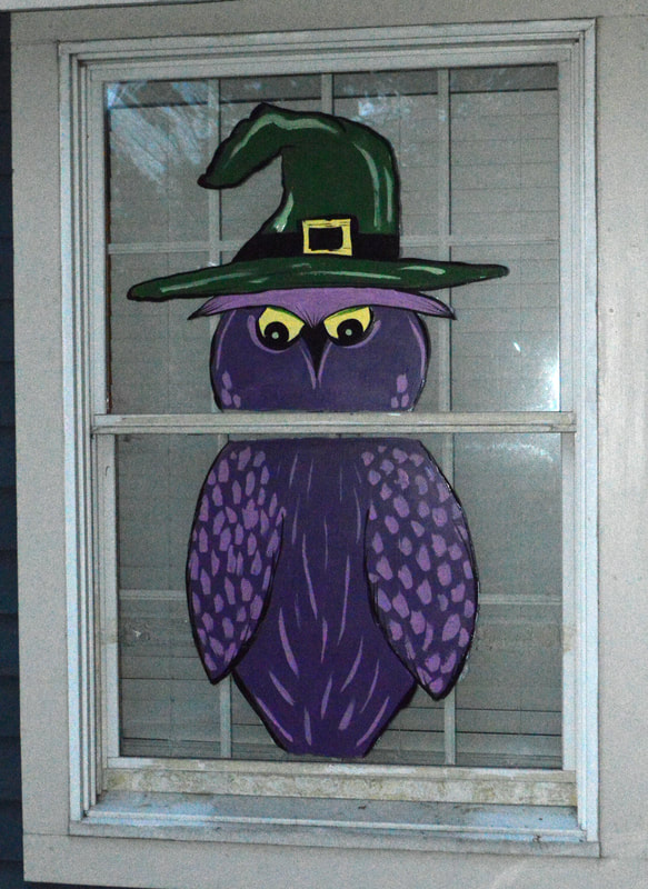 Owl Halloween Window Painting