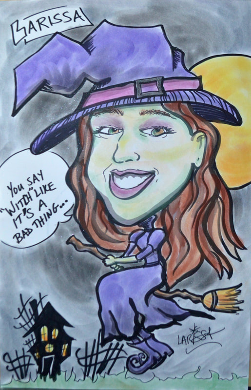 Halloween Witch Caricature in Color
