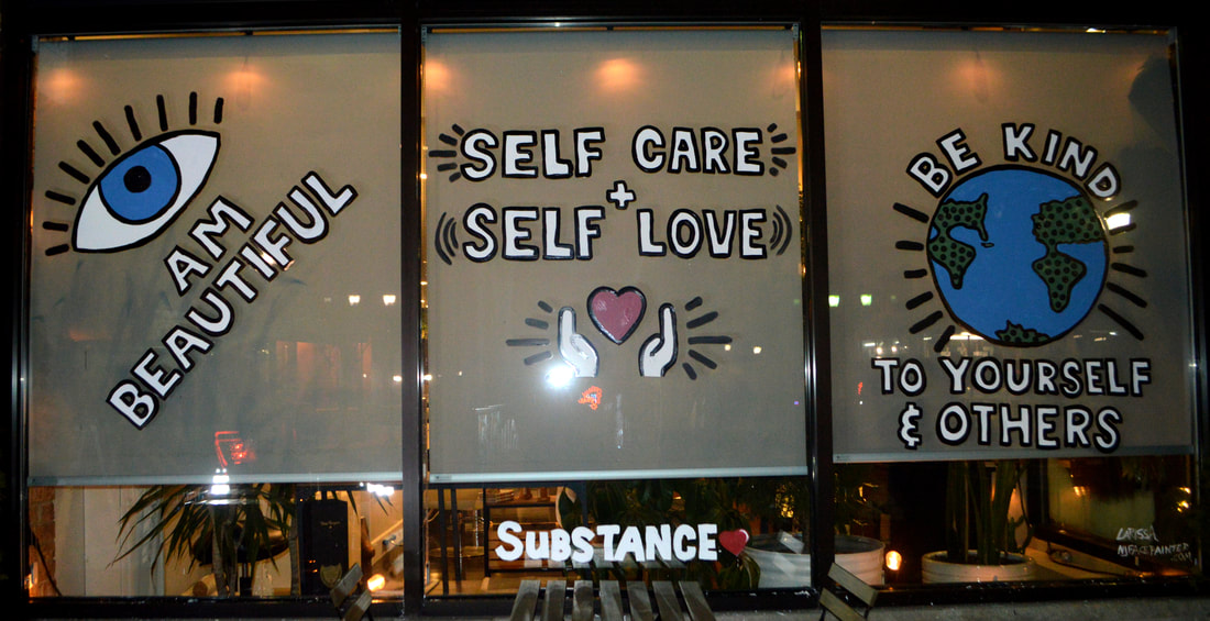 Keith Haring Inspired Window Art at the Substance Hair Salon & Barberspa in Rutherford, Bergen County, NJ