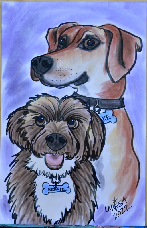 Caricature of Two Dogs