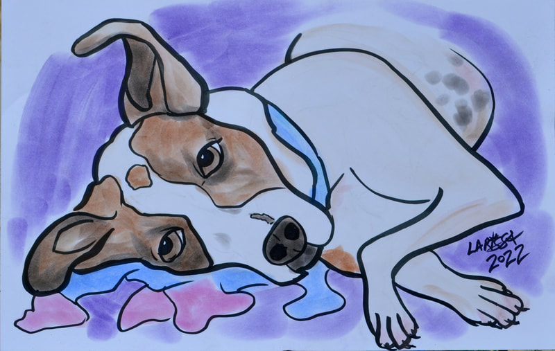 Lounging Dog Pet Caricature