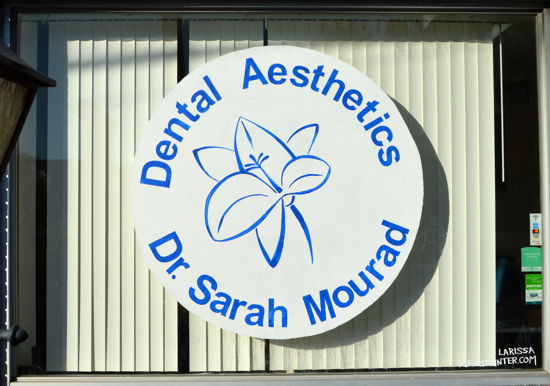 Logo Window Painting for Dentist in Woodland Park, Passaic County, NJ