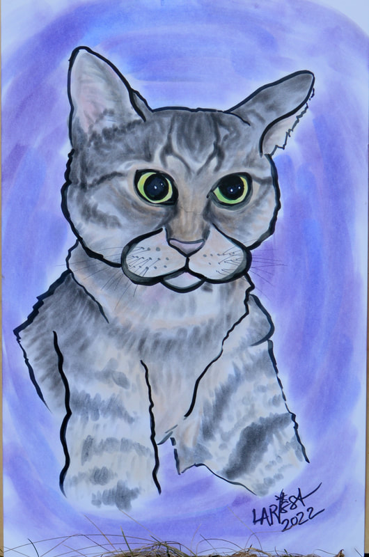 Grey Tabby Cat Pet Caricature