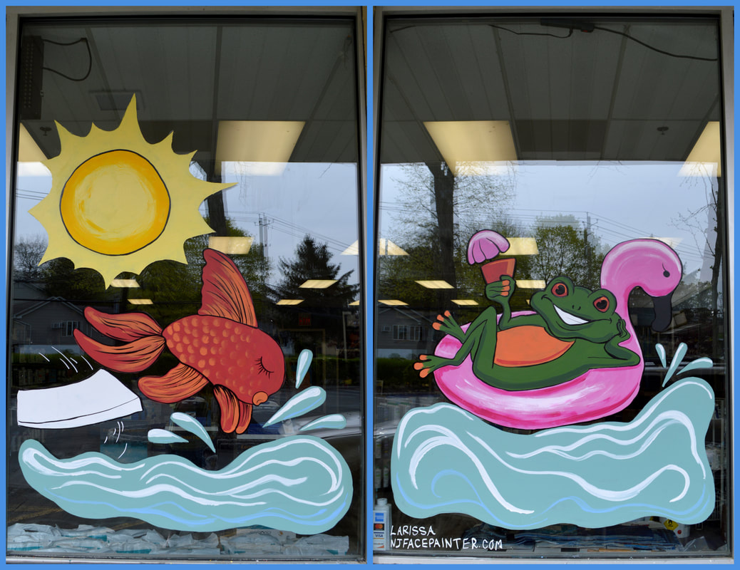 Summer Window Painting at Flamingo Pools II in Stony Point, Rockland County, NY