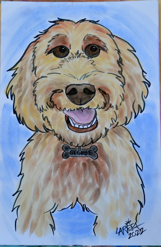 Golden Doodle Pet Dog Caricature