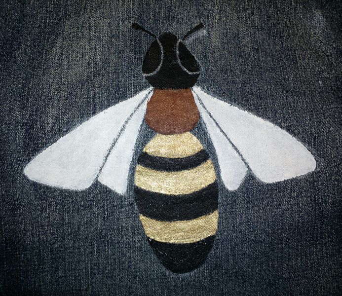 Honey Bee Painted on Denim Jacket