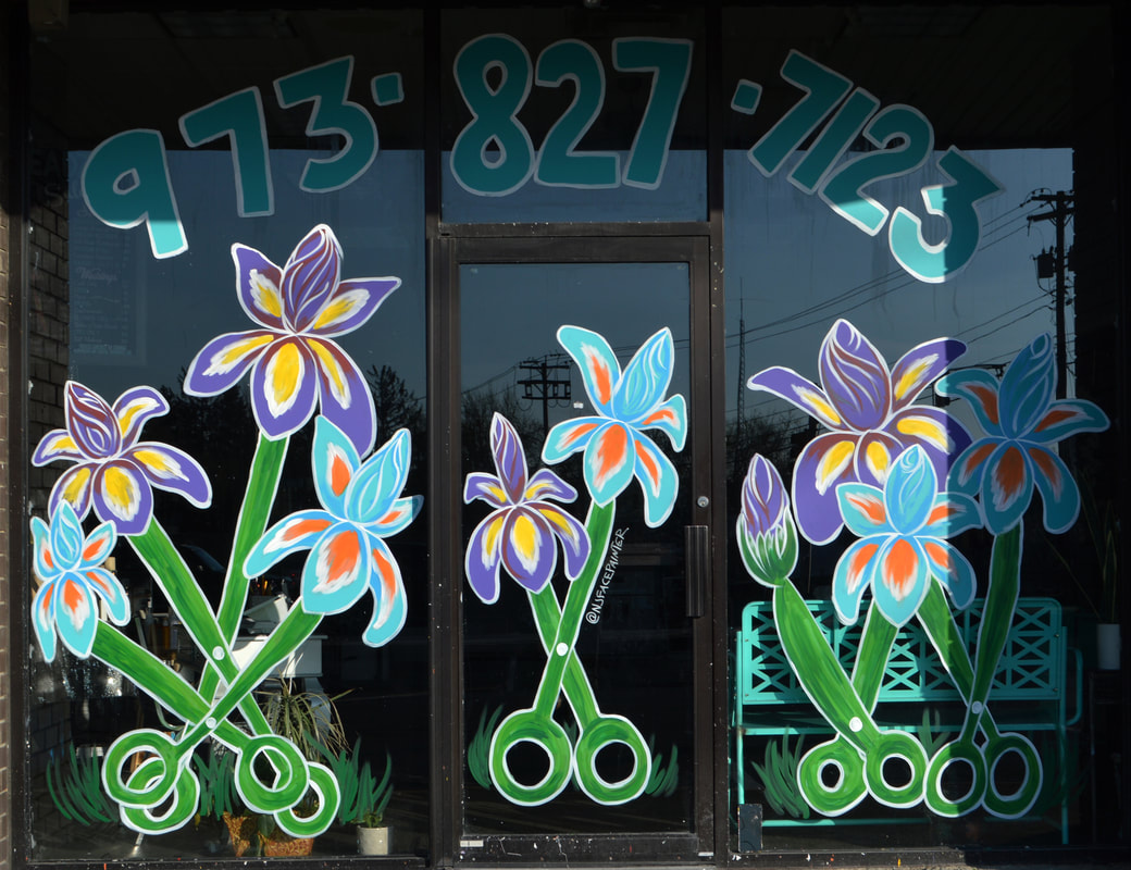 Spring Window Painting at Headz Up Hair Salon in Hamburg, Sussex County, NJ