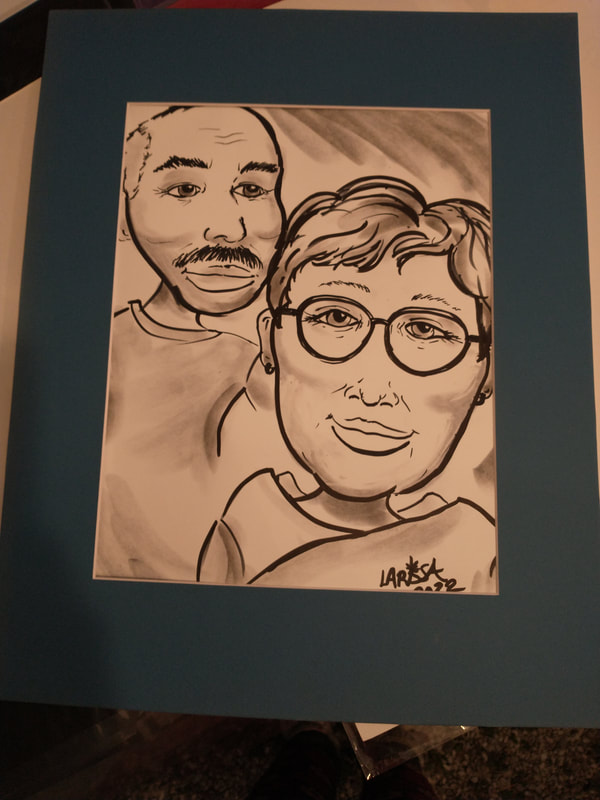caricature of a couple