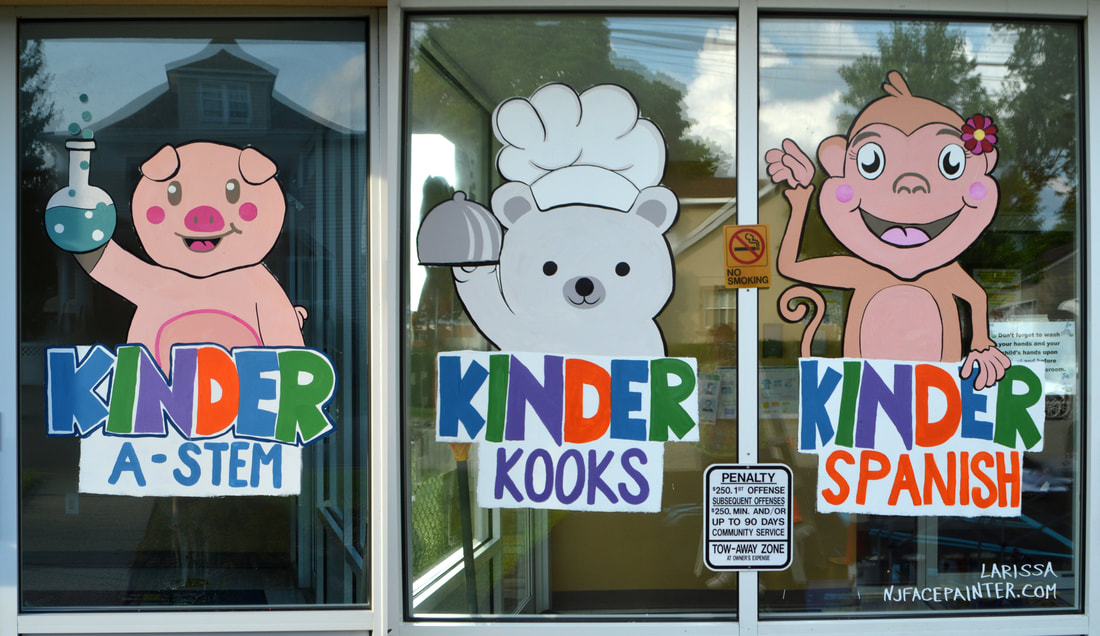 Summer Camp Program Window Painting at Sandy's Kinderland in Clifton, Passaic County, NJ