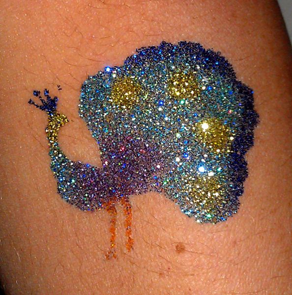 Peacock Temporary Glitter Tattoo