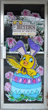 Easter Door Window Painting at Meyer's House of Sweet's in Wyckoff, Bergen County, NJ