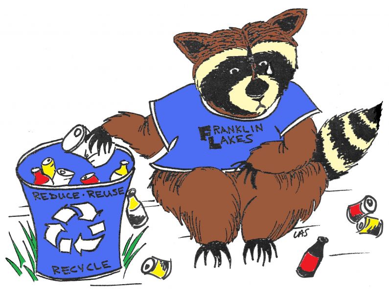 Franklin Lakes Raccoon Recycling Logo