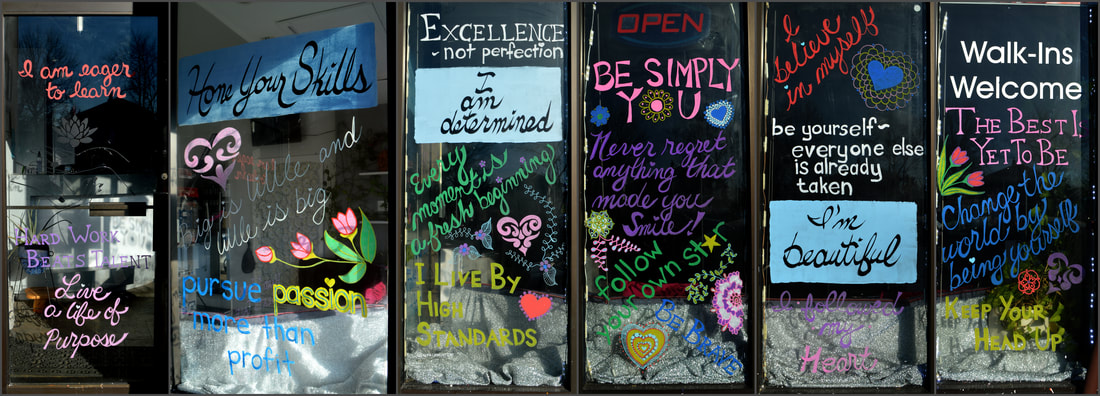 Inspirational Window Painting at Simply You Hair Salon in Fair Lawn, Bergen County, NJ