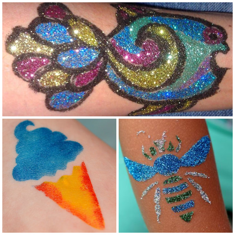 Temporary Glitter & Ink Tattoo Collage