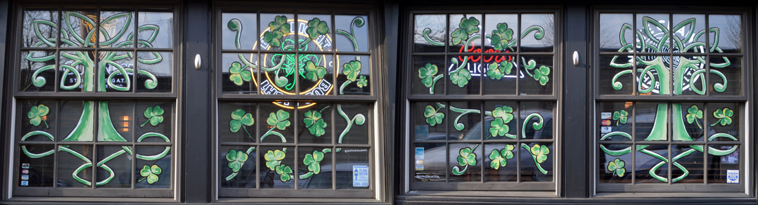 St. Patrick's Day Window Art at Uncle Tommy's Tavern in Pearl River, Rockland County, NY